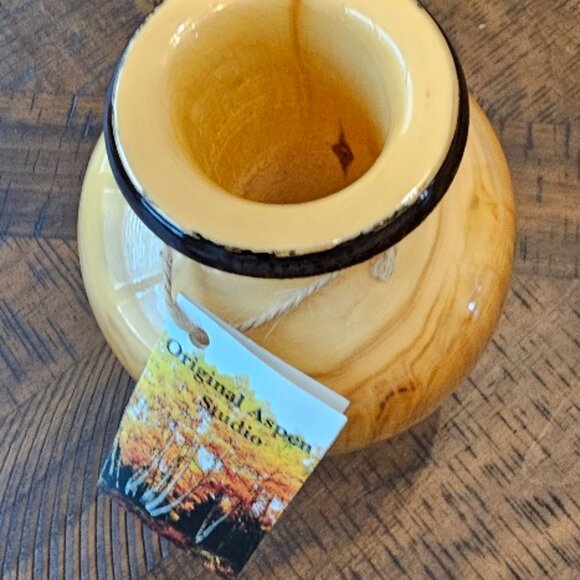 NWT Original Aspen Studio Hand Crafted Solid Wood Vase - Picture 2 of 8